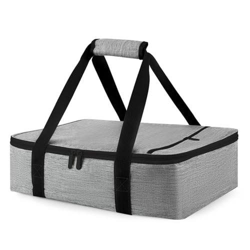 Bodaon Casserole Carriers for Hot or Cold Food, Fits 11"x15"Baking Dish, Bottom Support, Cationic fabric, Portable Warmer for Travel, Keep Warm Food Containers,Keeps Food Hot for Hours, Grey - color: Grey Pro