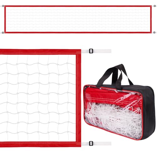 Replacement Pool Volleyball Net Adjustable Length 15ft - 25ft, Portable Volleyball Net for Outdoor Backyard Swimming Pool Beach - color: red