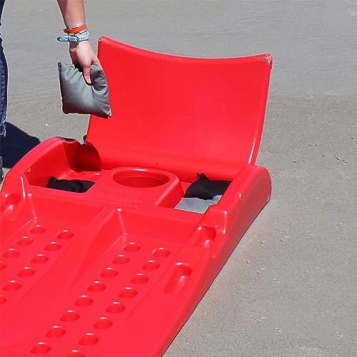Driveway Games All Weather Corntoss Bean Bag Cornhole Yard Game Set for Indoor and Outdoor Use with 2 Target Boards and 8 Bean Bags - color: Red