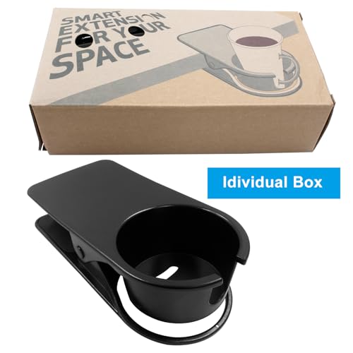 Jiozermi Drinking Cup Holder Clip, Desk Drink Holder Clip Adirondack Chair Cup Holder with Clip Cup Clip Holder for Water Drink Beverage Soda Coffee Mug(Black) - color: Black
