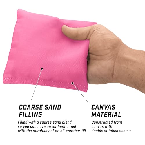 GoSports Classic Cornhole Bean Bags Set of 4-16 Colors Available - Regulation All Weather, Mix and Match - color: Pink, size: 6 X 6"