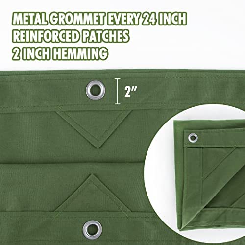 CARTMAN Finished Size 5x7 Feet Canvas Tarp with Rustproof Grommets, Heavy Duty Multipurpose Tarpaulin Cover for Canopy Tent, Roof, Camping, Woodpile - color: Olive Green, size: 5'x7'