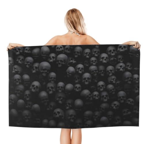 Black Skull Beach Towel Skeleton Microfiber Beach Towels Blanket For Adults Scary Bath Towel Big Extra Large Pool Towels Oversized Quick Dry Sand Free for Women Men Halloween Decorations 30x 60 Inch - color: B5