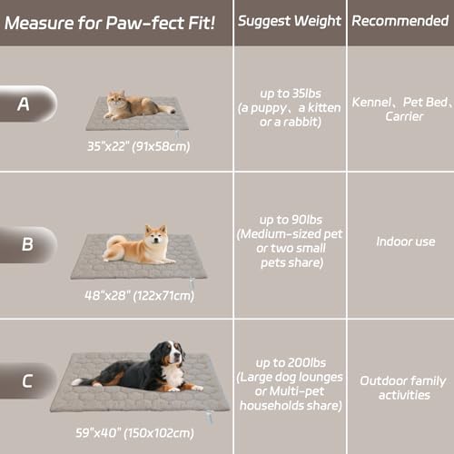Dog Cooling Mat, Breathable Cooling Mat for Dogs Q-MAX>0.4 Pet Blanket, Washable Cooling Pad for Dogs & Cats, Summer Relief Neutral Decor Mat for Crate, Floor and Car, Taupe, Size A 35"x22" - color: Taupe, size: Size A (35.0"L x 22.0"W x 0.8"Th)