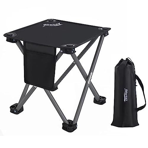 Roptat Camping Stool,Portable Folding Compact Lightweight Stool Seat for Camping Fishing Hiking Gardening Outdoor Walking Backpacking Travelling and Beach with Carry Bag (Black) - color: Black