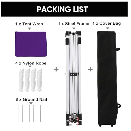 Northroad 10x10ft Pop Up Canopy, Popup Outdoor Canopy Tent with Wheeled Carrying Bag,Portable Gazebo Shelter for Patio,Deck,Garden,Beach（Purple） - color: Purple, size: 10x10