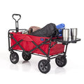 MACSPORTS Collapsible Outdoor Utility Wagon with Folding Table and Drink Holder, Bright Red - color: Bright Red