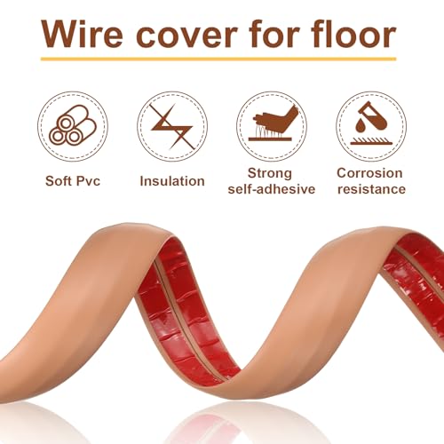 HARFINGTON 6ft Cord Cover Floor W0.6 x H0.33 Inner Channel PVC Hide Extension Cable Floor Wire Hider Wire Covers Protector for Prevent Cable Trips Cables Management, Dark Grey - color: Dark Grey, size: 6ft