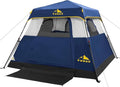 3/4 Person Camping Tent with 1 Door, 4 Windows, and Upgraded Ventilation– Instant Setup, Waterproof, 8'x 8'x 67''Oxford Fabric Floor Pop Up in 60 Seconds Includes Rainfly and Backpack - color: 4 Person -Dark Blue