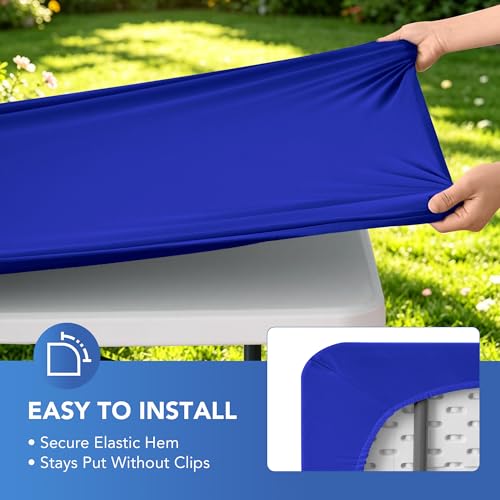Fitted Square Tablecloth 42x42 Inch-2 Pack Royal Blue Card Elastic Spandex Table Covering-Small Stretch Folding Table Cloths Topper Cap for Kitchen Dining Picnic Patio Outdoor Party Tables - color: Royal Blue, size: 42'' x 42'' | 2 Pack