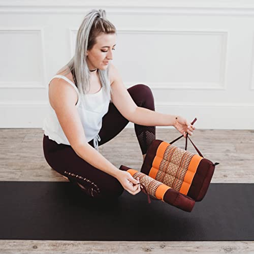Zafuko Foldable Cushion - Organic Kapok Filling, use Folded and Unfolded for Meditation, Soft Yoga Prop, Portable Cushion