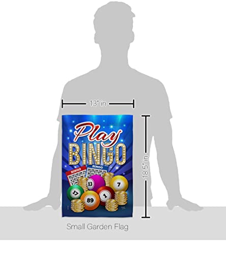 Breeze Decor Play Bingo Garden Flag Set with Stand Interests Games Bunco Night Dice Poker Hobbies Leisure Activity House Decoration Banner Small Yard Gift Double-Sided, Made in USA - size: Garden Flag Set 13"x 18.5" w/ Flagpole
