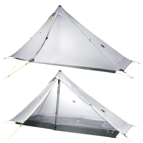 LANSHAN Ultralight Tent 3-Season Backpacking Tent for 1-Person or 2-Person Camping, Trekking, Kayaking, Climbing, Hiking - color: Pro 1-person, grey