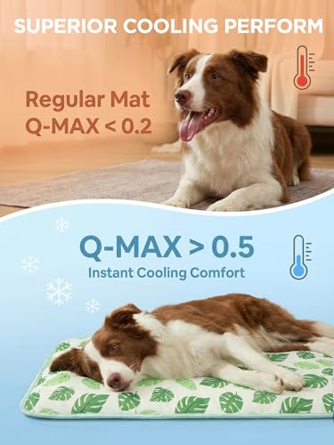 Dog Cooling Mat for Dogs & Cats, Soft Breathable Cooling Pad for Dog Bed, 23"x18" Self Cooling Crate Mat for Dogs, No Gel Washable Non-Slip Pet Cooling Mat Indoor Outdoor, Leaf - color: Leaf, size: 23"x18"(Small)