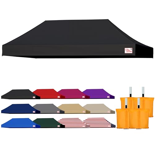 Tradesparker 10x20 Commercial Pop Up Canopy Replacement Top-Windproof D-Rings+Banner Grommets+Loop Pile Wall System,Ez Canopy Cover ONLY-Frame/Side Walls NOT Included(Black) - color: Black, size: 10x20