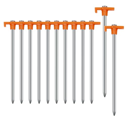 Tent Stakes Camping Stakes,AVOFOREST 7.1inch Non-Rust Metal Tent Pegs Ground Stakes Tent Spikes Camping,Garden,Hiking Orange (Orange 12pcs, 7.1IN) - color: Orange 12pcs, size: 7.1 IN