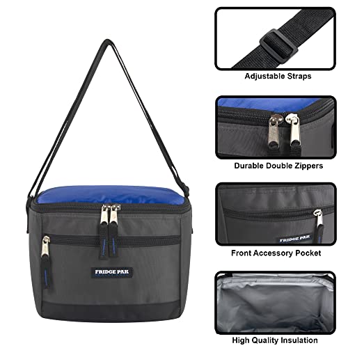 6 Can Cooler Bags Insulated Soft Cooler Lunch Bag for Men, Waterproof Leak Proof Cooler Bags Insulated - color: Blue on Grey