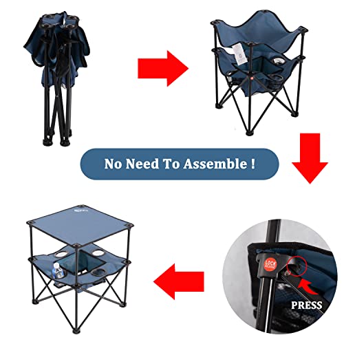 Folding Camping Table, Portable Outdoor Picnic Table, Lightweight Square Camp Table with Built-in 4 Cup Holders Food Basket and Travel Bag for Barbeque Beach Camping and Tailgate Blue - color: Blue