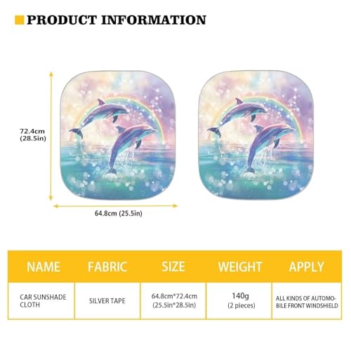 Cute Dolphin Sunshade for Car Windshield Foldable 2 Pieces Set Car Front Window Sunshade Summer Outdoor Sun UV Rays Blocker Sun Visor Shield Auto Protective Accessiors - color: Cute Dolphin