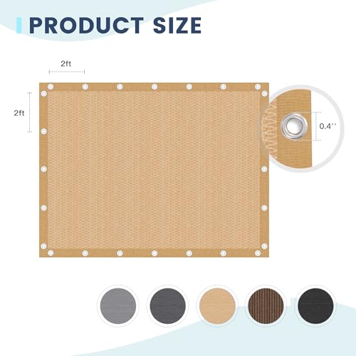 90% Sun Shade Cloth with Grommets 4X8 FT, Outdoor Pergola Shade Cover, Heavy-Duty Mesh Tarp Patio Sun Screen for Lawn Garden Backyard, Wheat - color: Wheat, size: 0 4 x 0 8 FT