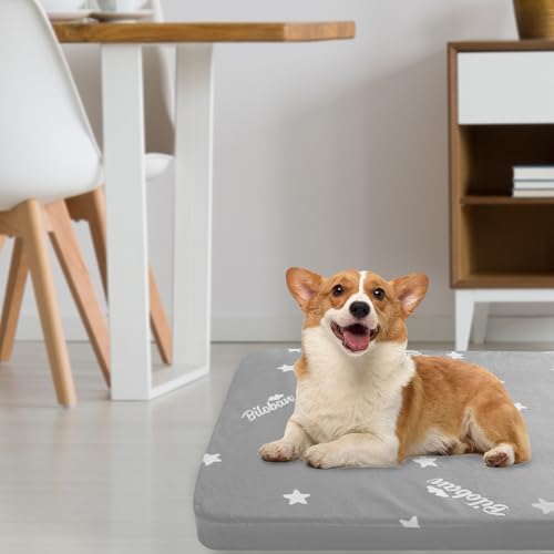 Waterproof Dog Bed for Large/Medium Dog, Memory Foam Orthopedic Dogs Beds & Furniture 38” x 26" x 1.5" for Large Sized Dogs with Anti-Slip & Washable Removable Cover, Soft Flannel Top Pet Beds, Grey - color: Grey
