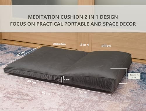 Meditation Cushion,Velvet Meditation Pillow and Zabuton 2-in-1 Portable Design(50 * 70CM). (Dark Gray, Service H：9cm) - color: Dark Gray