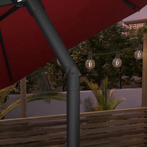 Sunline 9 ft Patio Umbrella with Crank & Push Button Tilt, Outdoor Market Umbrella with UV Protection & Wind Vent, Metal Frame for Deck, Pool & Table, Brick - color: Brick, size: 9 foot