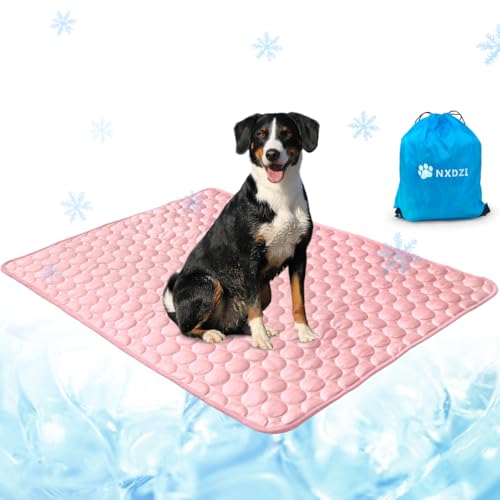 Dog Cooling Mat for Dogs, 59 x 40 Inch Washable Pet Pad, Soft Breathable Dog Bed Mat for Large Dogs, Lightweight Summer Blanket for Crate, Sofa, Floor, Car Seat, Indoor and Travel Use, Pink - color: B-Pink-1 Pc, size: 59 in x 40 in