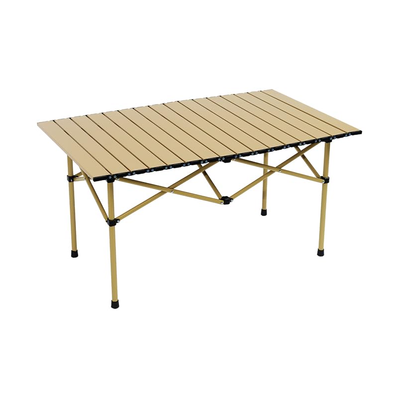 Wind Tour Portable Camping Table Folding Side Table Aluminum Lightweight Table with Carry Bag for Outdoor Cooking Hiking Picnics BBQ Travel (37.4 * 22.4 * 19.7Inches,Khaki) - color: 37.4*22.4*19.7inches,khaki