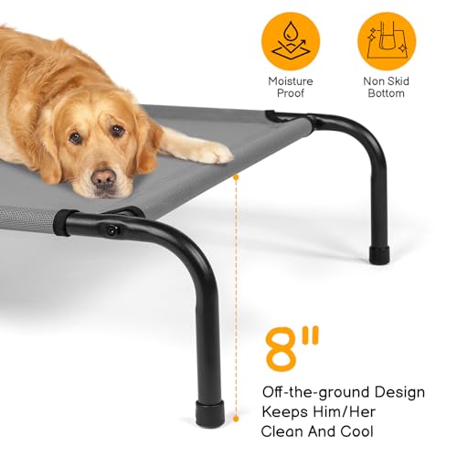 Outvita 50 Inch Elevated Dog Bed, Outdoor Cooling Raised Pet Cot, with Waterproof Textilene Mesh, Washable, Breathable, Alloy Steel Frame, Portable, Chew Proof, Indoor & Outdoor (Gray) - color: Gray, size: Large