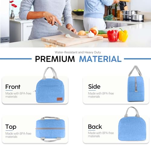 Lunch Bag Lunch Box for Women & Men, Large Capacity Insulated Lunch Bag for Adult, Leakproof Reusable Lunch Tote Bags for Work/Office/Travel/Picnic (Blue) - color: Blue