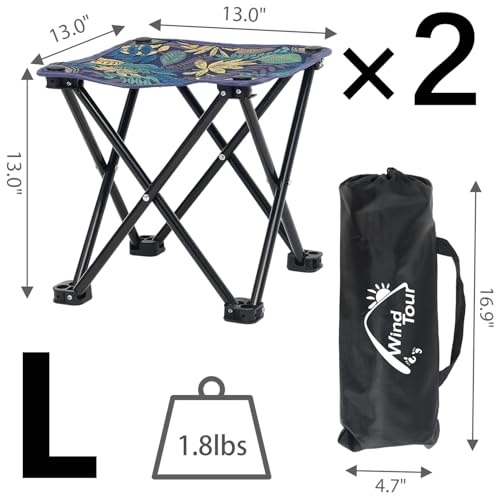 Wind Tour Portable Folding Camping Stool Outdoor Camping Lightweight Samll Chair for Fishing Hiking Gardening and Beach with Carry Bag (13.0”X13.0” Large Blue -2) - color: 13.0”x13.0” Large Blue -2