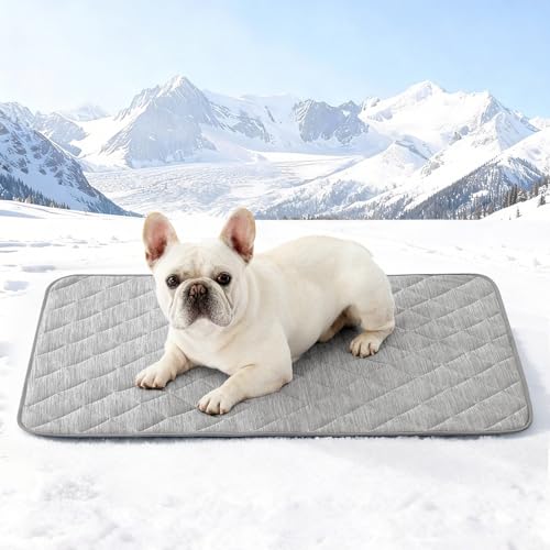 COZY KISS Dog Cooling Mat 27"x36" Q-Max>0.4, Waterproof Pet Bed Cover, Non-Slip Dog Bed Mat, Washable Cooling Pad for Small Dogs, Cats, Crate, Couch, Furniture Protector(Gray) - color: Gray, size: 27"x36"