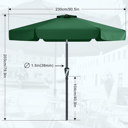 MASTERCANOPY Valance Patio Umbrella for Outdoor Table Market (7.5ft, Forest Green) - color: Forest Green, size: 7.5FT