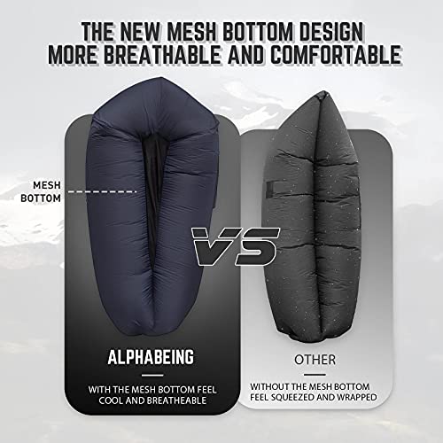 AlphaBeing Inflatable Lounger Air Sofa, Portable Inflatable Couch Mesh Hollow Air Hammock Anti Leakage Air Chair for Outdoor Camping Beach Traveling - color: Navy