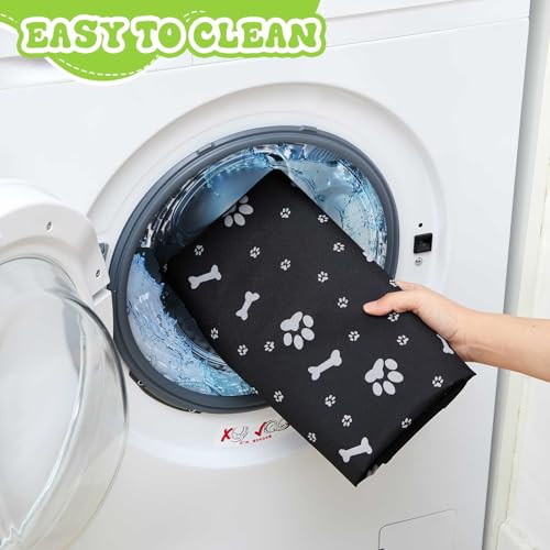 Marsui Dog Playpen Bottom Pad Fits for 36 Inch 4 Panels Pet Exercise Mat Puppy Crate Pad Reusable Washable Pet Training Pee Mat Hoop and Loop Design, Playpen Not Included - color: Black, style: Dog Paw Bone Print