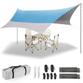 12X14FT Camping Tarp with 2 Poles, UV UPF50+ Lightweight Car Awning Sun Shelter, PU3000 Waterproof Tarp for Camping, Hiking and Backpacking Trips - color: Blue