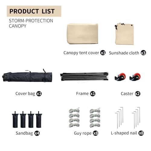 10x10 Pop up Canopy Tent with Sidewalls,Heavy Duty Waterproof Sun Shade Canopy Easy up Canopy with Wheel Bag Commercial Gazebo Tent for Outdoors Parties Vendors Camping Beach (Khaki) - color: Khaki