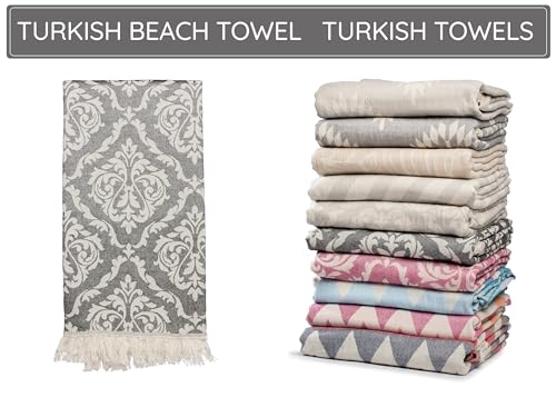 Premium Turkish Beach Towel – 35"x67" – 100% Cotton – Quick Dry Towel & Sand Free – Renaissance Black – Ideal for Travel & Pool - color: Renaissance Black