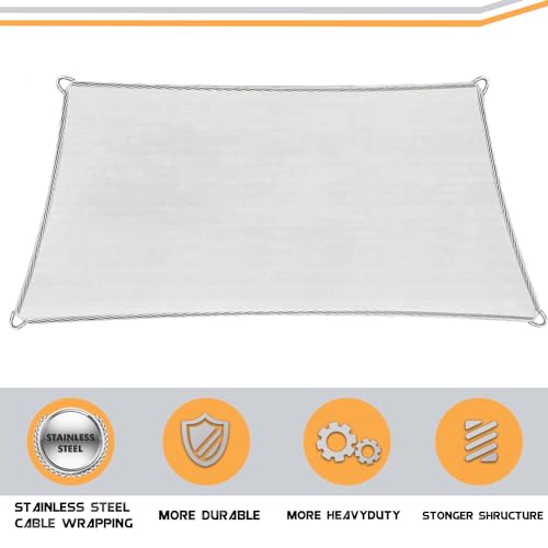 Upgraded with High-Strength Steel Cable Edges 20' x 24' Sun Shade Sail Sand Rectangle, Heavy Duty UV Blockage Outdoor Cover with Steel Wire Edges for Patio Garden - color: Sand, size: 20' x 24' Pro
