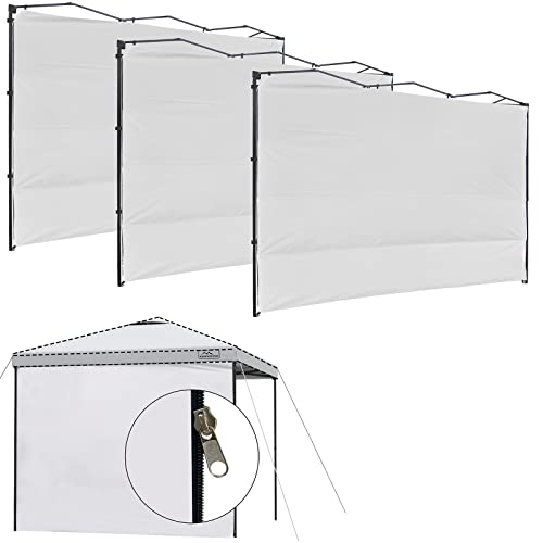 KAMPKEEPER 10X10 Canopy Tent Sidewalls with Zipper for Canopy Frame, 3Pcs Sunwalls Only, UPF50+ Waterproof Side Walls(White) - color: White