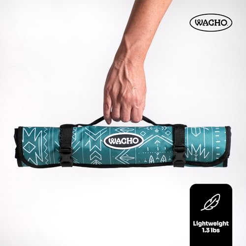 Wacho Beach Blanket Waterproof Sandproof and Picnic Blanket - Large Outdoor Blanket for Camping, Beach & Travel - Foldable Picnic Mat with Carry Bag, Lightweight Gingham Outdoor Rug - Beach Essentials - color: Green
