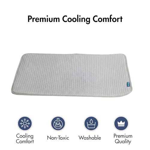Spark Paws Cooling Mat for Dogs - Self Cooling Dog Mat & Pet Cooling Pad for Large, Medium & Small Dogs - Non-Toxic, Non-Gel Washable Cooling Bed - Waffle Grey - Size L - color: 02 - Waffle Grey, size: Large
