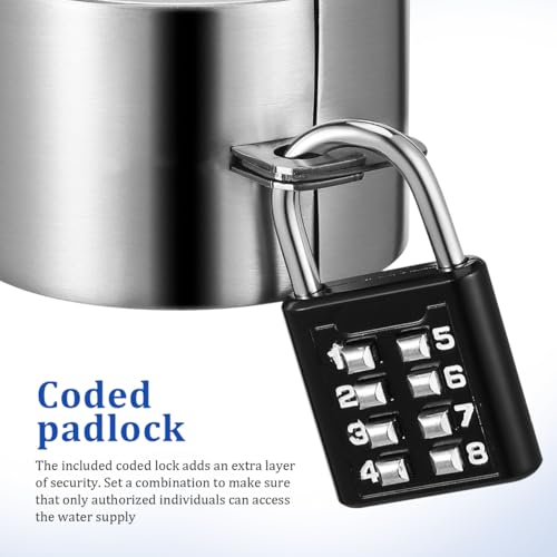 1 Set Faucet Spigot Lock, Stainless Steel Hose Bib Protector, Outdoor Water Valve Cover with Coded Padlock for Garden