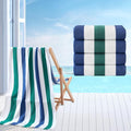 Beach Towel Set-4 Pack 30"x60" Sand Free Stripe Beach Towel for Pool,Bathroom,Soft Absorbent Quick Dry Lightweight Beach Bath Towel,Camping Blanket,Travel Towel,Beach Essentials for Adults,Green/Blue - color: Dark Green/Blue