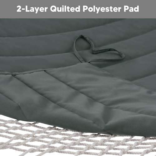 SUNCREAT Portable Double Rope Hammock with Pad, Two Person Tree Hammock for Garden, Backyard, Patio, Poolside, Gray Green - color: Gray Green