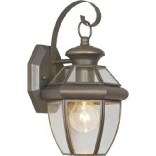 Livex Lighting 2051-07 Monterey 1 Light Outdoor Bronze Finish Solid Brass Wall Lantern with Clear Beveled Glass - color: Bronze