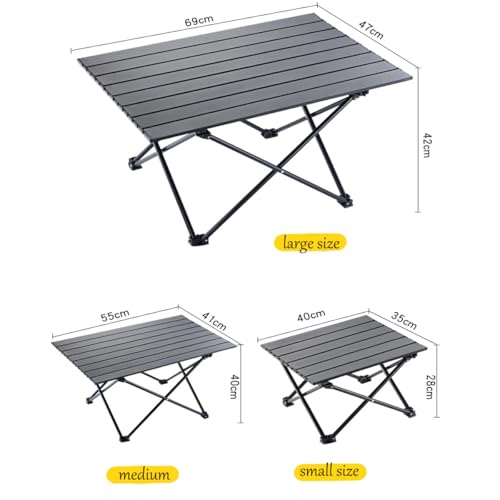 Aluminum Alloy Camping Folding Table - Portable Picnic Desk with Carry Bag, Lightweight Outdoor Dining Set (Black Table (Medium)) - color: Black Table (Medium)