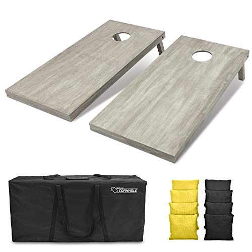 GoSports 4 ft x 2 ft Regulation Size Wooden Cornhole Boards Set - Includes Carrying Case and Bean Bags (Choose Your Colors) Over 100 Color Combinations - color: Black & Yellow