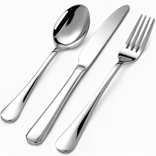 60 Piece Bulk Silverware Set for 20, Stainless Steel Heavy Forks Spoons and Knives Set, Mirror Finish Flatware Dishwasher Safe for Family Picnics Daily Gatherings - color: Silver